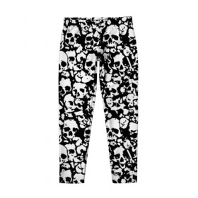 Детские леггинсы 3D с принтом ЧЕРЕПА в Ухте, полиэстер 85%, спандекс 15% | эластичный пояс, зауженный крой | 