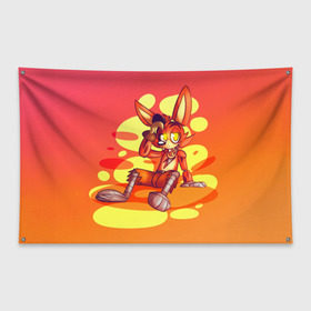 Флаг-баннер с принтом FNAF Foxy в Ухте, 100% полиэстер | размер 67 х 109 см, плотность ткани — 95 г/м2; по краям флага есть четыре люверса для крепления | five | five nights at freddys | fnaf | fox | foxy | freddy | nights | лис | ночь | пират | пять ночей с фредди | фнаф | фредди