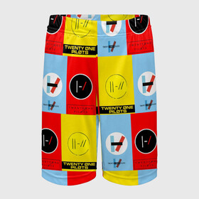 Детские спортивные шорты 3D с принтом Twenty One Pilots в Ухте,  100% полиэстер
 | пояс оформлен широкой мягкой резинкой, ткань тянется
 | Тематика изображения на принте: heathens | one | pilots | twenty | джош дан | инди | ник томас | поп | рэп | тайлер джозеф | хип хоп | электропоп