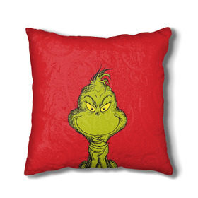 Подушка 3D с принтом Grinch в Ухте, наволочка – 100% полиэстер, наполнитель – холлофайбер (легкий наполнитель, не вызывает аллергию). | состоит из подушки и наволочки. Наволочка на молнии, легко снимается для стирки | grinch | гринч | новый год | рождество