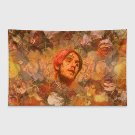 Флаг-баннер с принтом Lil Peep rose в Ухте, 100% полиэстер | размер 67 х 109 см, плотность ткани — 95 г/м2; по краям флага есть четыре люверса для крепления | hip hop | lil | lil peep rose | peep | rap | roze | реп | роза | розы | рэп | хип хоп | цветок | цветочный паттерн | цветочный фон | цветы