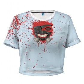 Женская футболка 3D укороченная Токийский гуль: в Ухте, 100% полиэстер | круглая горловина, длина футболки до линии талии, рукава с отворотами |