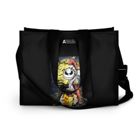 Сумка-шоппер 3D с принтом The Nightmare Before Christmas в Ухте, 100% полиэстер | застегивается на металлическую кнопку; внутренний карман застегивается на молнию. Стенки укреплены специальным мягким материалом, чтобы защитить содержимое от несильных ударов
 | before | burton | christmas | halloween | jack | nightmare | skellington | tim | xmas | бёртон | джек | перед | рождество | рождеством | скеллингтон | тим | хеллоуин | хэллоуин