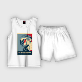 Детская пижама с шортами хлопок с принтом Goblin Slayer Убица Гоблинов в Ухте,  |  | anime | goblin slayer | manga | senpai | аниме | анимэ | манга | сенпай | убица гоблинов