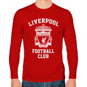 Мужской лонгслив хлопок с принтом Ливерпуль в Ухте, 100% хлопок |  | anfield | liverpool | liverpool fc | the reds | you ll never walk a | клубная | красные | ливерпуль | мерсисайдцы | фанатская | футбольная | футбольный клуб | футбольный клуб ливерпуль | энфилд