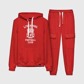 Женский костюм хлопок (с толстовкой) с принтом Ливерпуль в Ухте,  |  | anfield | liverpool | liverpool fc | the reds | you ll never walk a | клубная | красные | ливерпуль | мерсисайдцы | фанатская | футбольная | футбольный клуб | футбольный клуб ливерпуль | энфилд