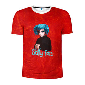 Мужская футболка 3D спортивная с принтом Sally Face в Ухте, 100% полиэстер с улучшенными характеристиками | приталенный силуэт, круглая горловина, широкие плечи, сужается к линии бедра | sally face | гизмо | девид | девочка | игра | лари | ларри | мальчик | маска | мрачная | на лице | пых | с протезом | сал | сали | салли | салли фейс | фейс | фэйс | эддисон | эшли