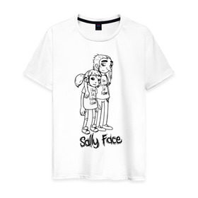 Мужская футболка хлопок с принтом Sally Face в Ухте, 100% хлопок | прямой крой, круглый вырез горловины, длина до линии бедер, слегка спущенное плечо. | sally face | гизмо | девид | девочка | игра | лари | ларри | мальчик | маска | мрачная | на лице | пых | с протезом | сал | сали | салли | салли фейс | фейс | фэйс | эддисон | эшли