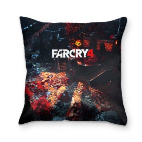 Подушка 3D с принтом FARCRY4 в Ухте, наволочка – 100% полиэстер, наполнитель – холлофайбер (легкий наполнитель, не вызывает аллергию). | состоит из подушки и наволочки. Наволочка на молнии, легко снимается для стирки | 