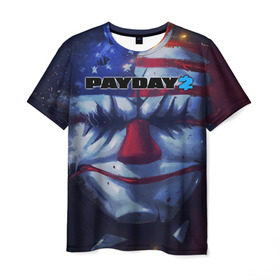 Мужская футболка 3D с принтом Payday 2 в Ухте, 100% полиэфир | прямой крой, круглый вырез горловины, длина до линии бедер | 2 | payday | беглец | бот | ограбления | пейдей | призрак | симулятор | техник | штурмовик | шутер