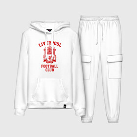Женский костюм хлопок (с толстовкой) с принтом Ливерпуль в Ухте,  |  | anfield | liverpool | liverpool fc | the reds | you ll never walk a | клубная | красные | ливерпуль | мерсисайдцы | фанатская | футбольная | футбольный клуб | футбольный клуб ливерпуль | энфилд