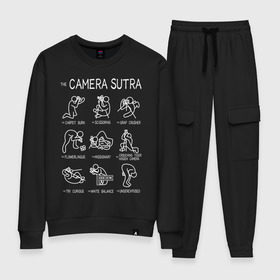 Женский костюм хлопок с принтом The camera sutra в Ухте, 100% хлопок | на свитшоте круглая горловина, мягкая резинка по низу. Брюки заужены к низу, на них два вида карманов: два 