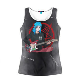 Женская майка 3D с принтом Sally Face with a Guitar в Ухте, 100% полиэстер | круглая горловина, прямой силуэт, длина до линии бедра | fisher | larry johnson | mask | sally  face | sally fisher | sallyface | демоны | духи | маска | пентаграмма | призраки | рок | салли | салли фейс | салли фишер | фейс | шепот