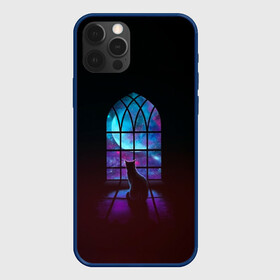 Чехол для iPhone 12 Pro с принтом Котик и звёзды в Ухте, силикон | область печати: задняя сторона чехла, без боковых панелей | Тематика изображения на принте: cat | galaxy | kitten | moon | night | sky | space | star | stars | window | галактика | звезда | звёзды | космос | кот | котенок | кошка | луна | небо | ночь | окно