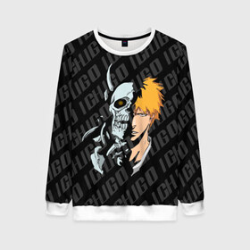 Женский свитшот 3D с принтом Куросаки Ичиго в Ухте, 100% полиэстер с мягким внутренним слоем | круглый вырез горловины, мягкая резинка на манжетах и поясе, свободная посадка по фигуре | bleach | ichigo | kurosaki | анмае | блич | ичиго