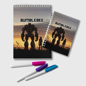 Блокнот с принтом BUMBLEBEE в Ухте, 100% бумага | 48 листов, плотность листов — 60 г/м2, плотность картонной обложки — 250 г/м2. Листы скреплены удобной пружинной спиралью. Цвет линий — светло-серый
 | bumblebee | автобот | бамблби | герой | камаро | прайм | робот | трансформеры | фильм | шевроле
