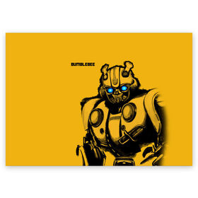 Поздравительная открытка с принтом BUMBLEBEE в Ухте, 100% бумага | плотность бумаги 280 г/м2, матовая, на обратной стороне линовка и место для марки
 | bumblebee | автобот | бамблби | герой | камаро | прайм | робот | трансформеры | фильм | шевроле