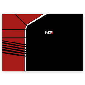 Поздравительная открытка с принтом MASS EFFECT N7 в Ухте, 100% бумага | плотность бумаги 280 г/м2, матовая, на обратной стороне линовка и место для марки
 | Тематика изображения на принте: abstract | geometry | geometry stripes | metal | n7 | st | still | texture | абстракция | броня | геометрия | костюм | масс эффект | металл | н7 | сталь | стальная броня | текстура | шепард