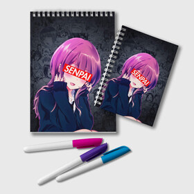 Блокнот с принтом Anime (Senpai 2) в Ухте, 100% бумага | 48 листов, плотность листов — 60 г/м2, плотность картонной обложки — 250 г/м2. Листы скреплены удобной пружинной спиралью. Цвет линий — светло-серый
 | ahegao | anime | manga | sempai | senpai | аниме | ахегао | манга | семпай | сенпай