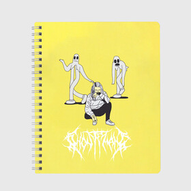 Тетрадь с принтом Ghostemane Mercury в Ухте, 100% бумага | 48 листов, плотность листов — 60 г/м2, плотность картонной обложки — 250 г/м2. Листы скреплены сбоку удобной пружинной спиралью. Уголки страниц и обложки скругленные. Цвет линий — светло-серый
 | ghostemane | ghostemane mercury | ghostemane nihi | trash gang | гостмейн