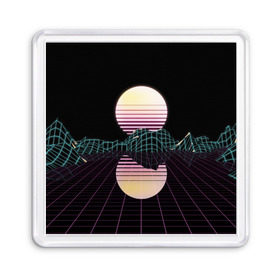 Магнит 55*55 с принтом Retro Wave в Ухте, Пластик | Размер: 65*65 мм; Размер печати: 55*55 мм | hipster | neon | retro wave | vaporwave | геометрия | космос | неон | хипстер