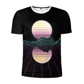 Мужская футболка 3D спортивная с принтом Retro Wave в Ухте, 100% полиэстер с улучшенными характеристиками | приталенный силуэт, круглая горловина, широкие плечи, сужается к линии бедра | hipster | neon | retro wave | vaporwave | геометрия | космос | неон | хипстер