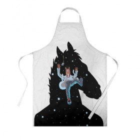 Фартук 3D с принтом Падший Конь в Ухте, 100% полиэстер | общий размер — 65 х 85 см, ширина нагрудника — 26 см, горловина — 53 см, длина завязок — 54 см, общий обхват в поясе — 173 см. Принт на завязках и на горловине наносится с двух сторон, на основной части фартука — только с внешней стороны | 
