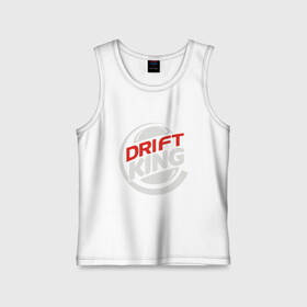 Детская майка хлопок с принтом Drift King в Ухте,  |  | audi | bmw | car | drift | ferrari | ford | mercedes | road | speed | авто | автомобиль | ауди | водитель | газ | гонка | дорога | дрифт | машина | мерседес | педаль | скорость | тормоз