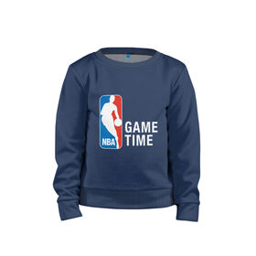 Детский свитшот хлопок с принтом NBA - Game Time в Ухте, 100% хлопок | круглый вырез горловины, эластичные манжеты, пояс и воротник | and1 | basketball | coach | game | james | jordan | lebron | mvp | nba | player | slam dunk | sport | streetball | team | баскетбол | баскетболист | бросок | джеймс | джордан | игра | игрок | леброн | мяч | нба | победа | слэм данк | спорт | тре