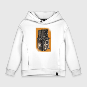 Детское худи Oversize хлопок с принтом Rolleiflex Камера в Ухте, френч-терри — 70% хлопок, 30% полиэстер. Мягкий теплый начес внутри —100% хлопок | боковые карманы, эластичные манжеты и нижняя кромка, капюшон на магнитной кнопке | ретро | фото | фотоаппарат | фотограф | фотокамера