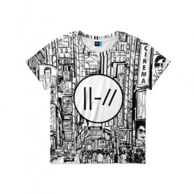 Детская футболка 3D с принтом TWENTY ONE PILOTS в Ухте, 100% гипоаллергенный полиэфир | прямой крой, круглый вырез горловины, длина до линии бедер, чуть спущенное плечо, ткань немного тянется | Тематика изображения на принте: 