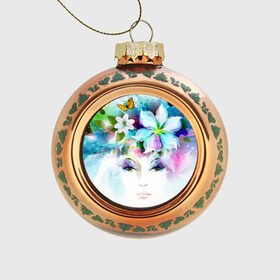 Стеклянный ёлочный шар с принтом ДЕВУШКА-ВЕСНА в Ухте, Стекло | Диаметр: 80 мм | art | fantasy | nature | арт | природа | рисунок | фантазия | фентези