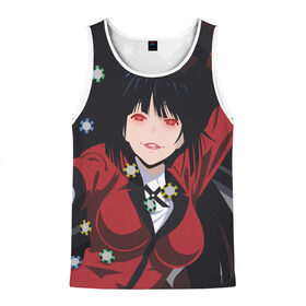 Мужская майка 3D с принтом Kakegurui в Ухте, 100% полиэстер | круглая горловина, приталенный силуэт, длина до линии бедра. Пройма и горловина окантованы тонкой бейкой | Тематика изображения на принте: anime | compulsive gambler | kakegurui | manga | аниме | безумный азарт | дзябами | карты | манга | покер | скучная девушка | юмэко джабами