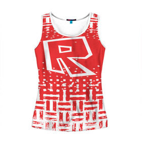 Женская майка 3D с принтом Roblox в Ухте, 100% полиэстер | круглая горловина, прямой силуэт, длина до линии бедра | dynablocks | roblox | robux | белый | блоки | вселенная | герои | красный | кубики | роблокс | симулятор