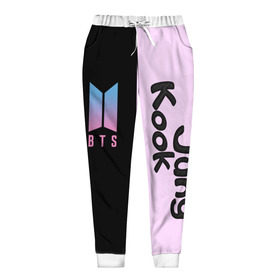 Женские брюки 3D с принтом BTS Jung Kook в Ухте, полиэстер 100% | прямой крой, два кармана без застежек по бокам, с мягкой трикотажной резинкой на поясе и по низу штанин. В поясе для дополнительного комфорта — широкие завязки | Тематика изображения на принте: bts | jung kook | бтс | группа | корейская | музыка | розовый | цветы | черный