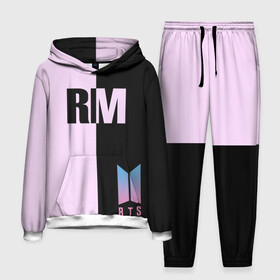 Мужской костюм 3D (с толстовкой) с принтом BTS RM в Ухте,  |  | Тематика изображения на принте: bts | rm | бтс | группа | корейская | музыка | розовый | цветы | черный