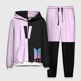 Мужской костюм 3D (с толстовкой) с принтом BTS V в Ухте,  |  | Тематика изображения на принте: bts | бтс | группа | корейская | музыка | розовый | цветы | черный