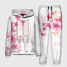 Мужской костюм 3D (с толстовкой) с принтом BTS в Ухте,  |  | Тематика изображения на принте: bts | бтс | группа | корейская | музыка | розовый | цветы