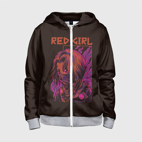 Детская толстовка 3D на молнии с принтом Красная девушка в Ухте, 100% полиэстер |  манжеты и пояс оформлены широкой мягкой резинкой, двухслойный капюшон со шнурком для регулировки, спереди карманы и застежка-молния
 | girl | red girl | девушка | неон