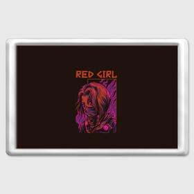 Магнит 45*70 с принтом Красная девушка в Ухте, Пластик | Размер: 78*52 мм; Размер печати: 70*45 | Тематика изображения на принте: girl | red girl | девушка | неон