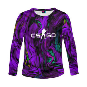 Женский лонгслив 3D с принтом CS GO DRAW WAVES SKIN в Ухте, 100% полиэстер | длинные рукава, круглый вырез горловины, полуприлегающий силуэт | action | astralis | awp | counter strike | cs go | cs go global offensive | cybersport | draw skin | faze clan | game | gamer | hyper beast | shooter | skin | team liquid | киберспорт | оружие | рисованный скин | скины