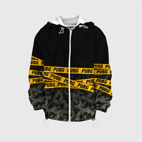 Детская куртка 3D с принтом PUBG в Ухте, 100% полиэстер | застежка — молния, подол и капюшон оформлены резинкой с фиксаторами, по бокам — два кармана без застежек, один потайной карман на груди, плотность верхнего слоя — 90 г/м2; плотность флисового подклада — 260 г/м2 | playerunknown battlegrounds | playerunknown s | playerunknown s battlegrounds | pubg | pubg.