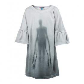 Детское платье 3D с принтом Slender в Ухте, 100% полиэстер | прямой силуэт, чуть расширенный к низу. Круглая горловина, на рукавах — воланы | slender | slenderman | кино | слендер | слендр | слэндр | тонкий | тощий | ужасы