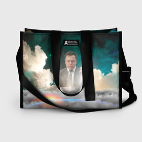 Сумка-шоппер 3D с принтом Elon Musk Thinker (Илон Маск) в Ухте, 100% полиэстер | застегивается на металлическую кнопку; внутренний карман застегивается на молнию. Стенки укреплены специальным мягким материалом, чтобы защитить содержимое от несильных ударов
 | elon musk | space | space x | tesla | дым | илон маск | инопланетяне | космос | личность | мыслитель | облака | планета | ракета | спейс | тесла | философ | шаттл