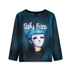 Детский лонгслив 3D с принтом SALLY FACE в Ухте, 100% полиэстер | длинные рукава, круглый вырез горловины, полуприлегающий силуэт
 | blue | face | fisher | game | games | gizmo | hair | larry | mask | sally | волосы | гизмо | голубые | игра | игры | ларри | маска | протез | сали | салли | синие | синий | триллер | ужасы | фейс | фишер | фэйс | хоррор