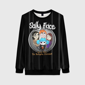 Женский свитшот 3D с принтом Sally Face Episode Three в Ухте, 100% полиэстер с мягким внутренним слоем | круглый вырез горловины, мягкая резинка на манжетах и поясе, свободная посадка по фигуре | blue | face | fisher | game | games | gizmo | hair | larry | mask | sally | волосы | гизмо | голубые | игра | игры | ларри | маска | протез | сали | салли | синие | синий | триллер | ужасы | фейс | фишер | фэйс | хоррор