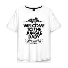 Мужская футболка хлопок Oversize с принтом Welcome to the Jungle в Ухте, 100% хлопок | свободный крой, круглый ворот, “спинка” длиннее передней части | 80s | 80е | axl | duff | guns n roses | rock | slash