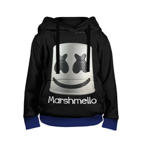 Детская толстовка 3D с принтом Marshmello в Ухте, 100% полиэстер | двухслойный капюшон со шнурком для регулировки, мягкие манжеты на рукавах и по низу толстовки, спереди карман-кенгуру с мягким внутренним слоем | Тематика изображения на принте: marshmello | диджей | клуб | клубная музыка | маршмеллоу | маршмэлло | маршмэллоу | музыка | электронная