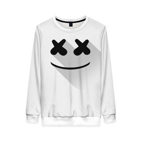 Женский свитшот 3D с принтом Marshmello в Ухте, 100% полиэстер с мягким внутренним слоем | круглый вырез горловины, мягкая резинка на манжетах и поясе, свободная посадка по фигуре | marshmello | диджей | клуб | клубная музыка | маршмеллоу | маршмэлло | маршмэллоу | музыка | электронная