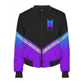 Женский бомбер 3D с принтом BTS в Ухте, 100% полиэстер | застегивается на молнию, по бокам два кармана без застежек, мягкие манжеты, по низу бомбера и на воротнике — эластичная резинка | bangtan boys | bt21 | bts | bts army | bts stickers | j hope | jimin | jin | jungkook | k pop | rap monster | rapmon | suga | v | бтс | корея | стикеры bts